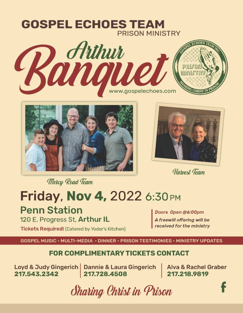 Arthur Banquet, Penn Station, Arthur, IL – HT, MRT | Gospel Echoes Team ...